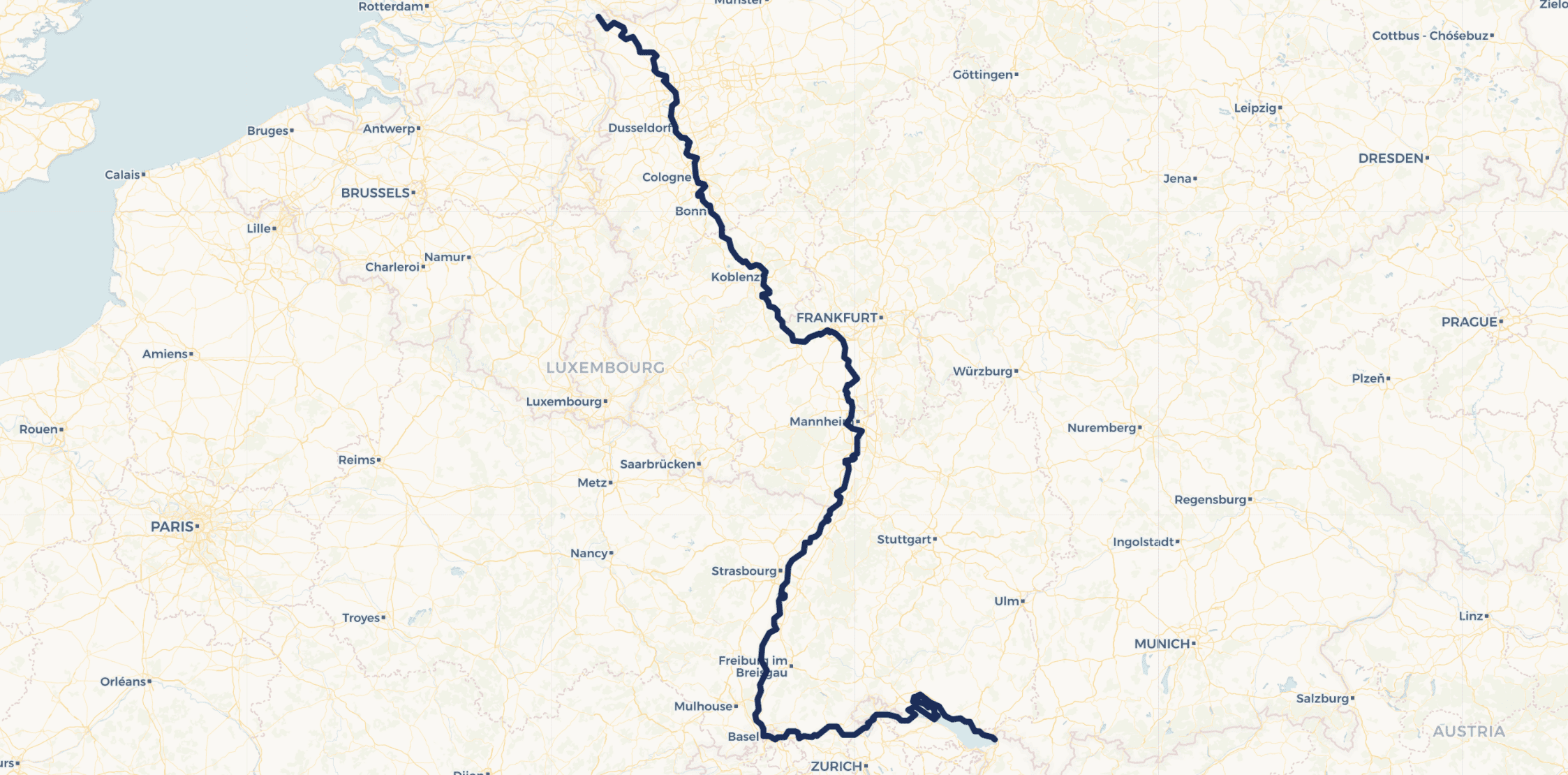 Rheinradweg Karte