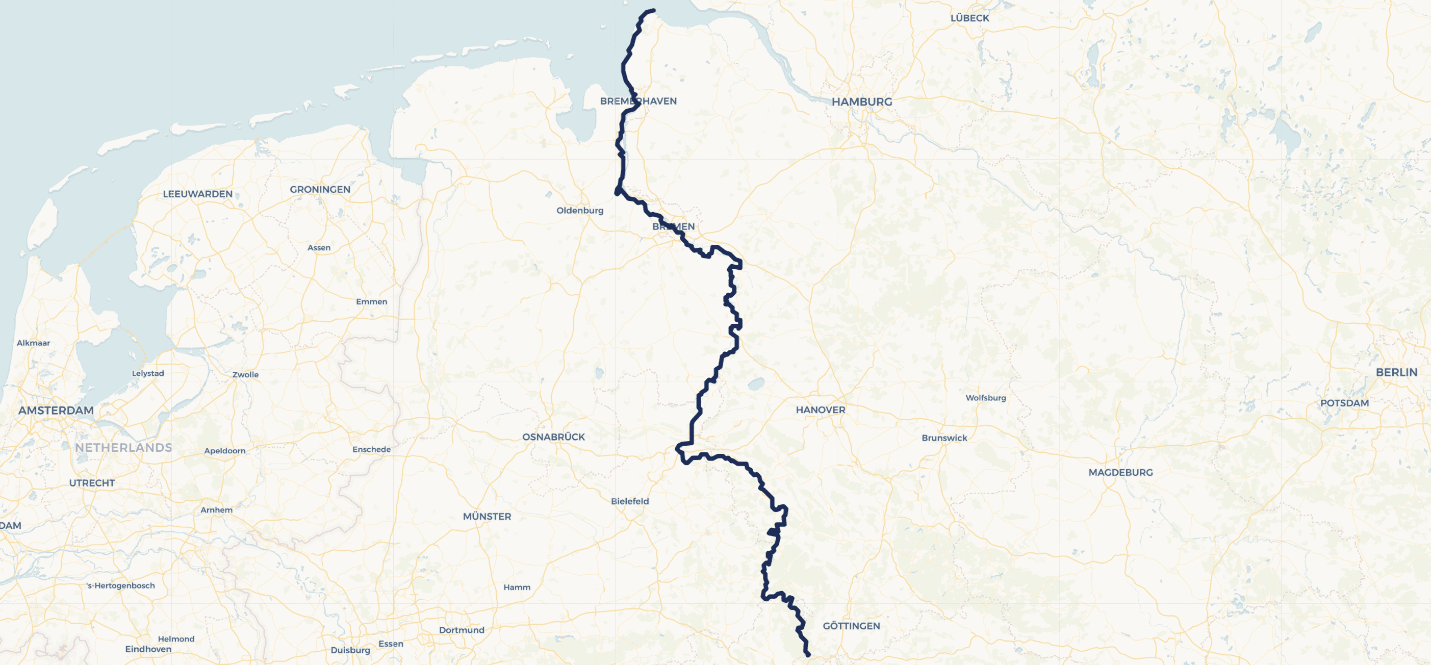 Weserradweg Karte