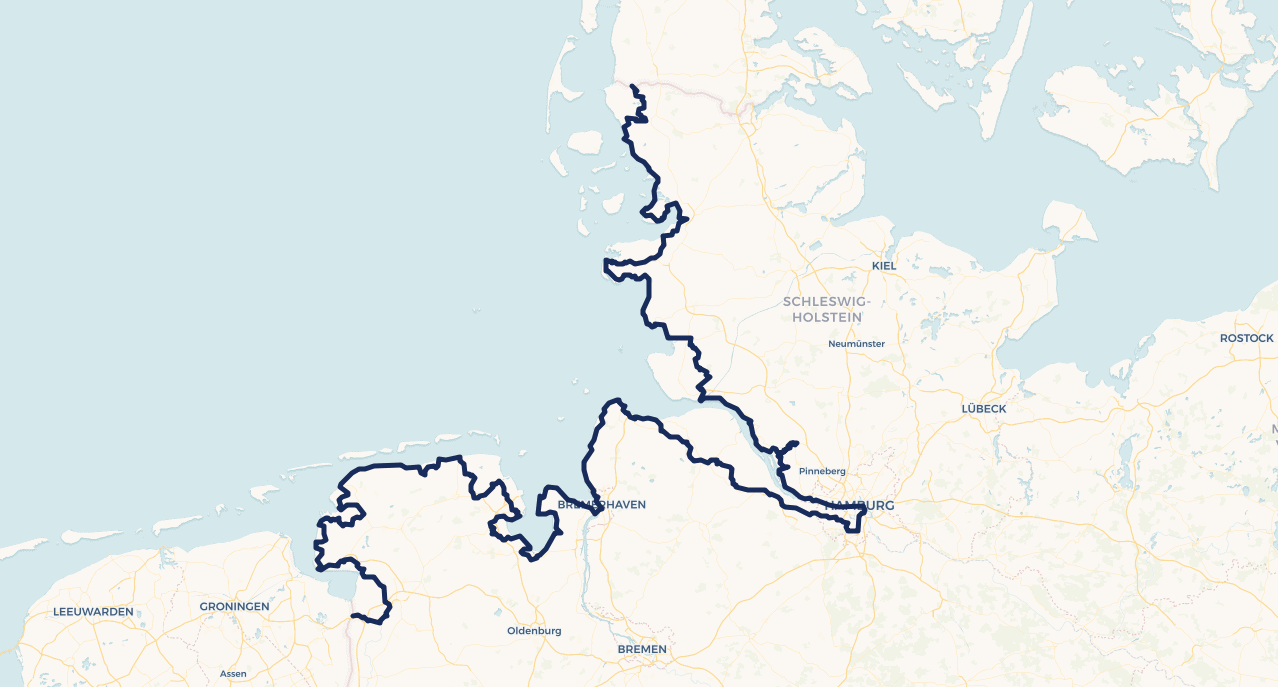 Nordseeküstenradweg-D-Route Karte