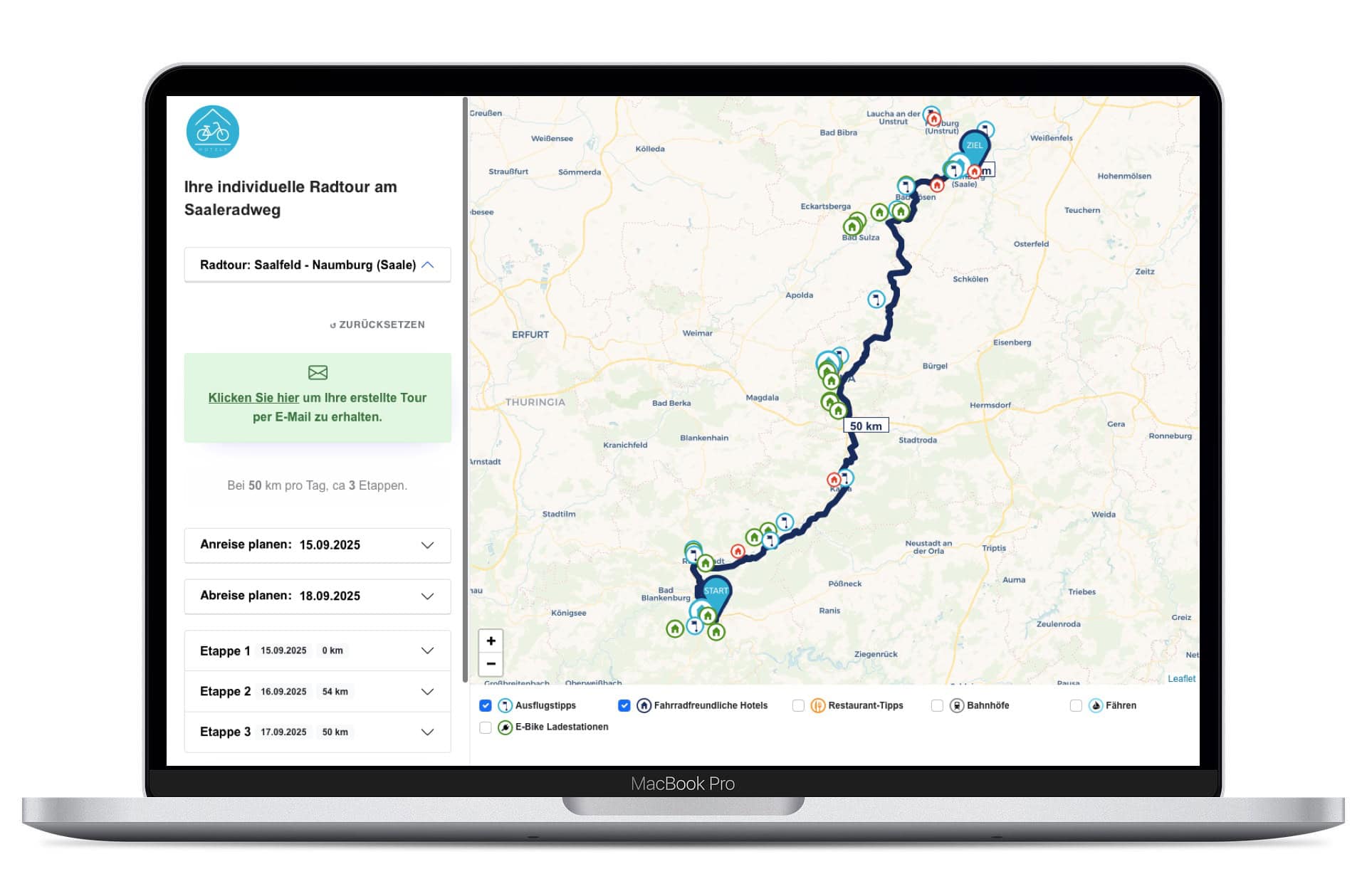 Saaleradweg Routenplaner